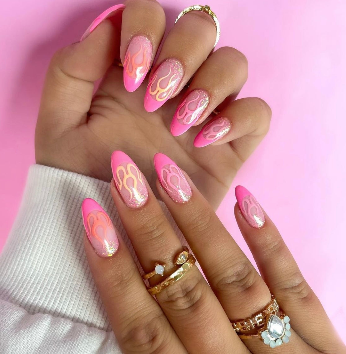 Brown Glitter Nails with Floral Magic