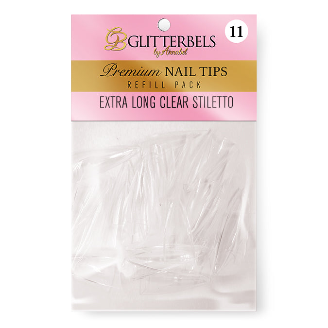 Extra Long Clear Stiletto Tips Refills Pack of 50