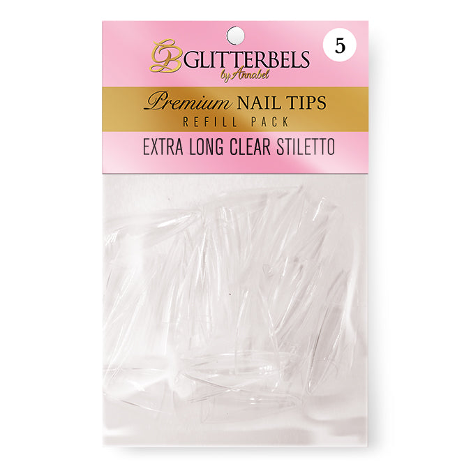 Extra Long Clear Stiletto Tips Refills Pack of 50